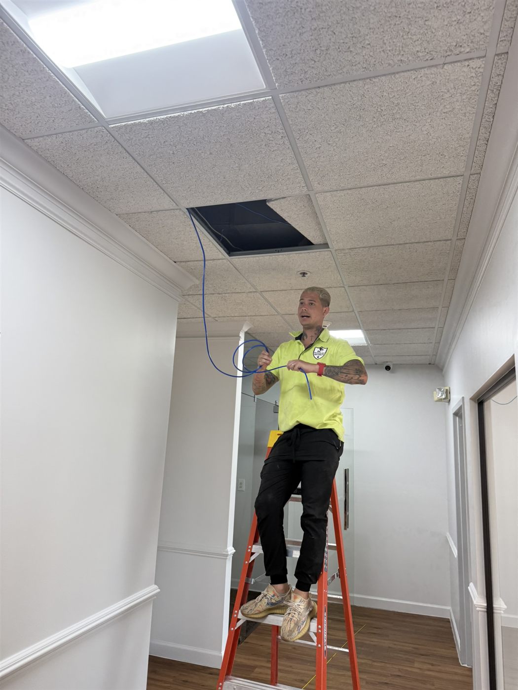 Network cable installation drop ceiling office Sarasota FL